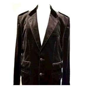 Zara Mens Dark Brown Velvet Suit Blazer 